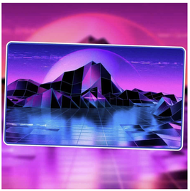 Infinite Black - Retrowave Island Stitched Edge Playmat