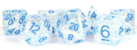 Fanroll - Flash Clear with Light Blue RPG Dice Set