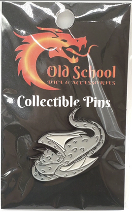 Old School Dice & Accessories Enamel Pin - Silver Dragon
