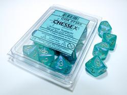 Chessex 27385 - Borealis Teal/gold Luminary d10 Set (10 Count)