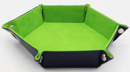 Foam Brain Games - Leatherette & Velvet Hex Dice Tray: Navy & Lime