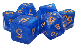 Old School Dice - Galaxy: Blue Shimmer with Gold RPG Dice Set