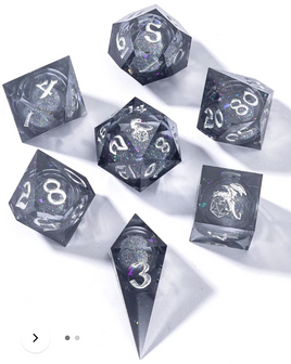 Hymgho - Magic Rainbow Sharp Edge Liquid Core RPG Dice Set