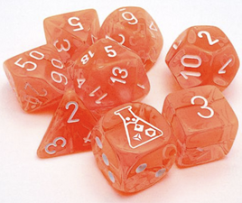 Chessex - 30060 - Translucent Neon Orange/White 7-Dice Set