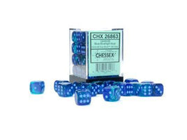 Chessex - 26863 - Gemini Blue-Blue/light blue Luminary 12mm d6 Dice Block (36 dice)
