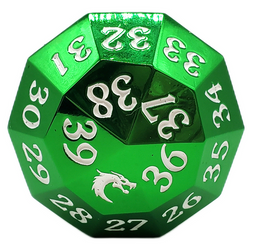 Old School Dice - d40 Metal 40mm Spindown Die - Electric Green