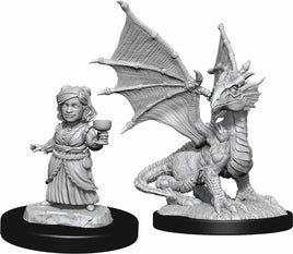 WizKids 90153 - D&D Nolzur's Marvelous Miniatures - Silver Dragon Wyrmling & Halfling Dragon Friend