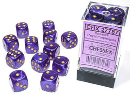 Chessex - 27787 - Borealis Royal Purple/gold Luminary 16mm d6 Dice Block (12 dice)