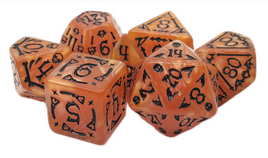 Old School Dice - Rune Dice: All Hallows Eve Orange with Black RPG Dice Set