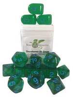 Roll 4 Initiative - Dice - Translucent Dark Green w/ Light Blue 15pc Set