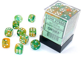 Chessex - 27955 - Nebula Spring/white Luminary 12mm d6 Dice Block (36 dice)