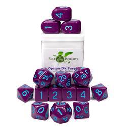 Role 4 Initiative - Dice - Opaque Dark Purple w/ Light Blue 15pc Set