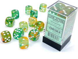 Chessex - 27755 - Nebula Spring/white Luminary 16mm d6 Dice Block (12 dice)