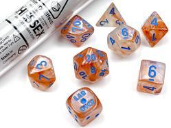 Chessex - 30045 - Lab Dice - Borealis Rose Gold/light blue Luminary Polyhedral 7-Dice Set (with bonus die)