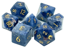 Old School Dice - Gemstone 7-Piece Set - Bluestone