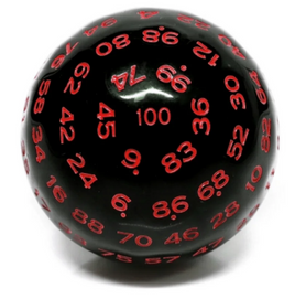 Foam Brain Games - D100 Black Opaque with Red 45mm