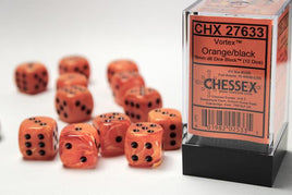 Chessex 27633 - Vortex Orange/black 16mm d6 Dice Block (12 Count)