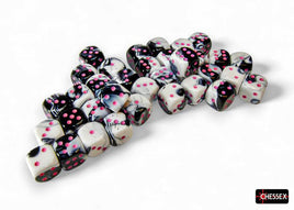 Chessex - 26869 - Gemini Black-White/pink 12mm d6 Dice Block (36 dice)