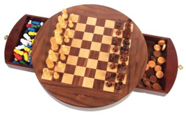 Walnut Round 3-in-1 Game Set