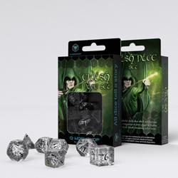 Q Workshop - Elvish: Translucent & Black RPG Dice Set