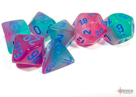 Chessex - 26464 - Gemini Gel Green-Pink/blue Luminary Polyhedral 7-Dice Set