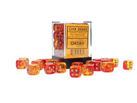 Chessex 26868 - Gemini Translucent Red-Yellow/gold 12mm d6 Dice Block (36 Count)