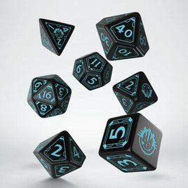 Q Workshop - Dice - Starfinder Black with Light Blue 7pc Set