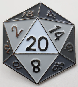 Foam Brain Games Enamel Pin - D20: White