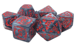 Old School Dice - Rune Dice: All Hallows Eve Black with Red RPG Dice Set