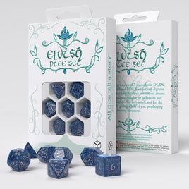 Q Workshop - Elvish: Cobalt & Silver RPG Dice Set