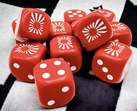 Chessex 29062 - Japan War Dice Opaque Red with Rising Sun d6 Dice Block (12 Count)