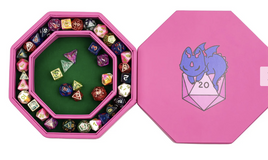 Hymgho - Hero's Hoard Dice Tray & Keeper - Pink/Purple Dragon d20