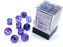 Chessex - 27957 - Nebula Nocturnal/blue Luminary 12mm d6 Dice Block (36 dice)