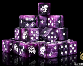 Baron of Dice - Alien Purple & White 16mm Square Corner d6 Set