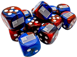 Chessex 29065 - United States War Dice Gemini Blue-Red/white 16mm d6 Dice Block (12 Count)