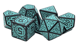 Old School Dice - Rune Dice: Magical Runes Teal RPG Dice Set