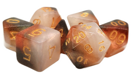 Old School Dice - Galaxy: Black, Orange & Ivory RPG Dice Set