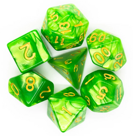Old School Dice - Pearl Drop: Light Green with Gold RPG Dice Set