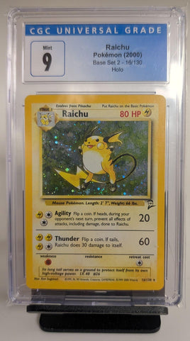 Graded Pokemon - Raichu #16 Base Set 2 Holo CGC 9 Mint