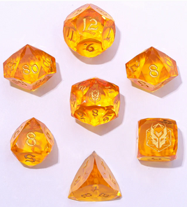 Hymgho - Captured Magic: Golden Yellow Luster Cut Resin RPG Dice Set