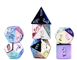 Fanroll - Rainbow Aegis: Rainbow Uninked Plated Acrylic RPG Dice Set