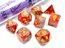 Chessex - 30050 - Lab Dice - Vortex Underworld/yellow Polyhedral 7-Dice Set (with bonus die)