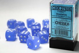 Chessex - 27606 - Frosted Blue/white 16mm d6 Dice Block (12 dice)