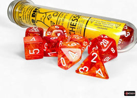 Chessex - 30073 - Lab Dice - Nebula Molten with White Luminary Polyhedral 7-Dice Set (with bonus die)