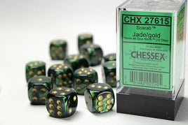 Chessex - 27615 - Scarab Jade/gold 16mm d6 Dice Block (12 dice)
