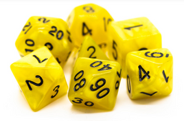 Old School Dice - Pearl Drop: Yellow with Black RPG Dice Set