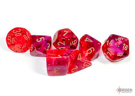 Chessex - 26467 - Gemini Translucent Red-Violet/gold Polyhedral 7-Dice Set