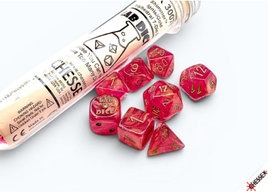Chessex 30076 - Lab Dice: Shimmer Ignis with Gold Polyhedral RPG Dice Set (plus bonus die)