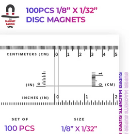 Magnet Baron - Disc Magnets 1/8" x 1/32" (100 count)