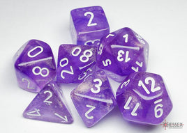 Chessex - 27577 - Borealis Purple/white Luminary Polyhedral 7-Dice Set